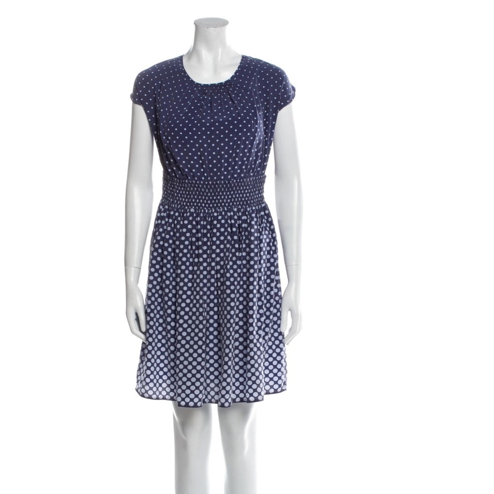 Prada Navy Blue Polka Dot Dress